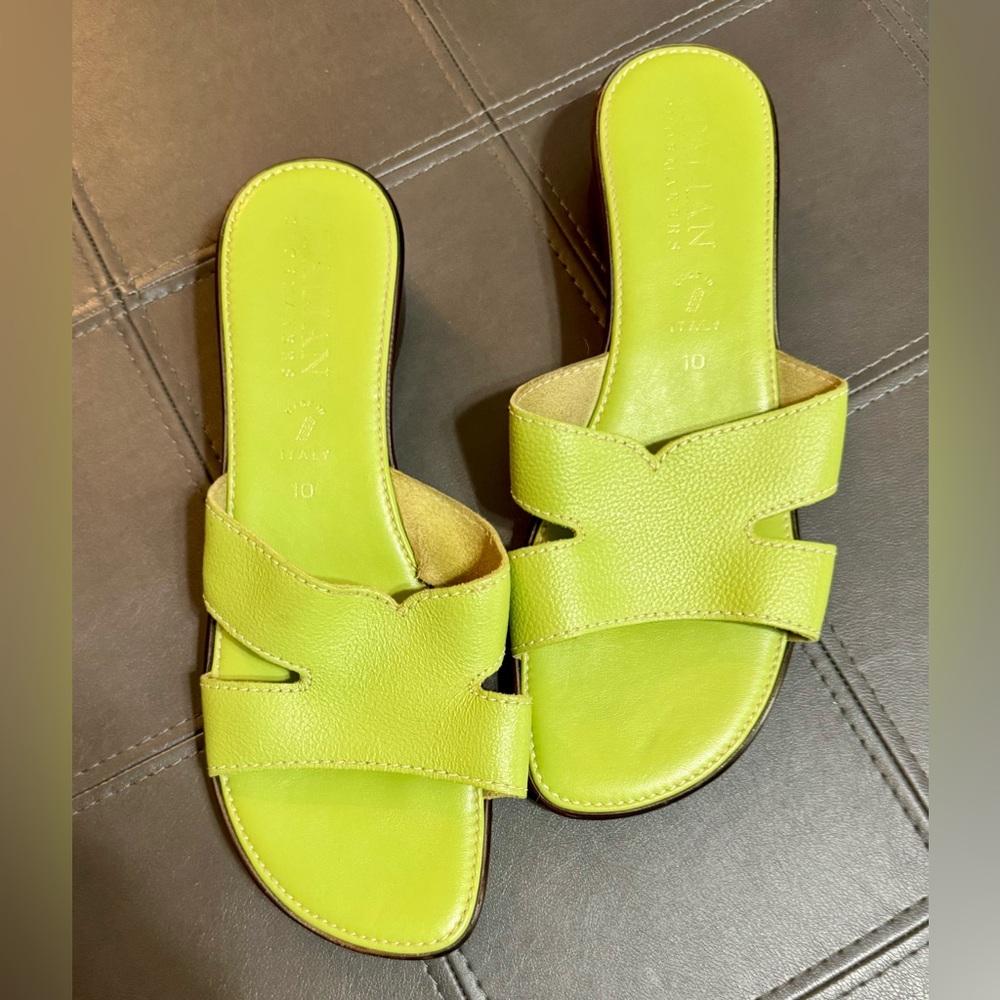 Women’s Lime Green Sandals Italian Shoemakers Size 10 - Picture 12 of 14